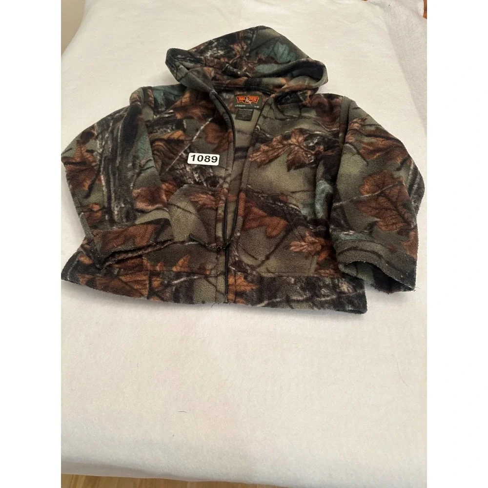 Trail Crest Camo Jacket Kids Size 6  Fleece Full Zip Hooded Hunting Outdoor Boys